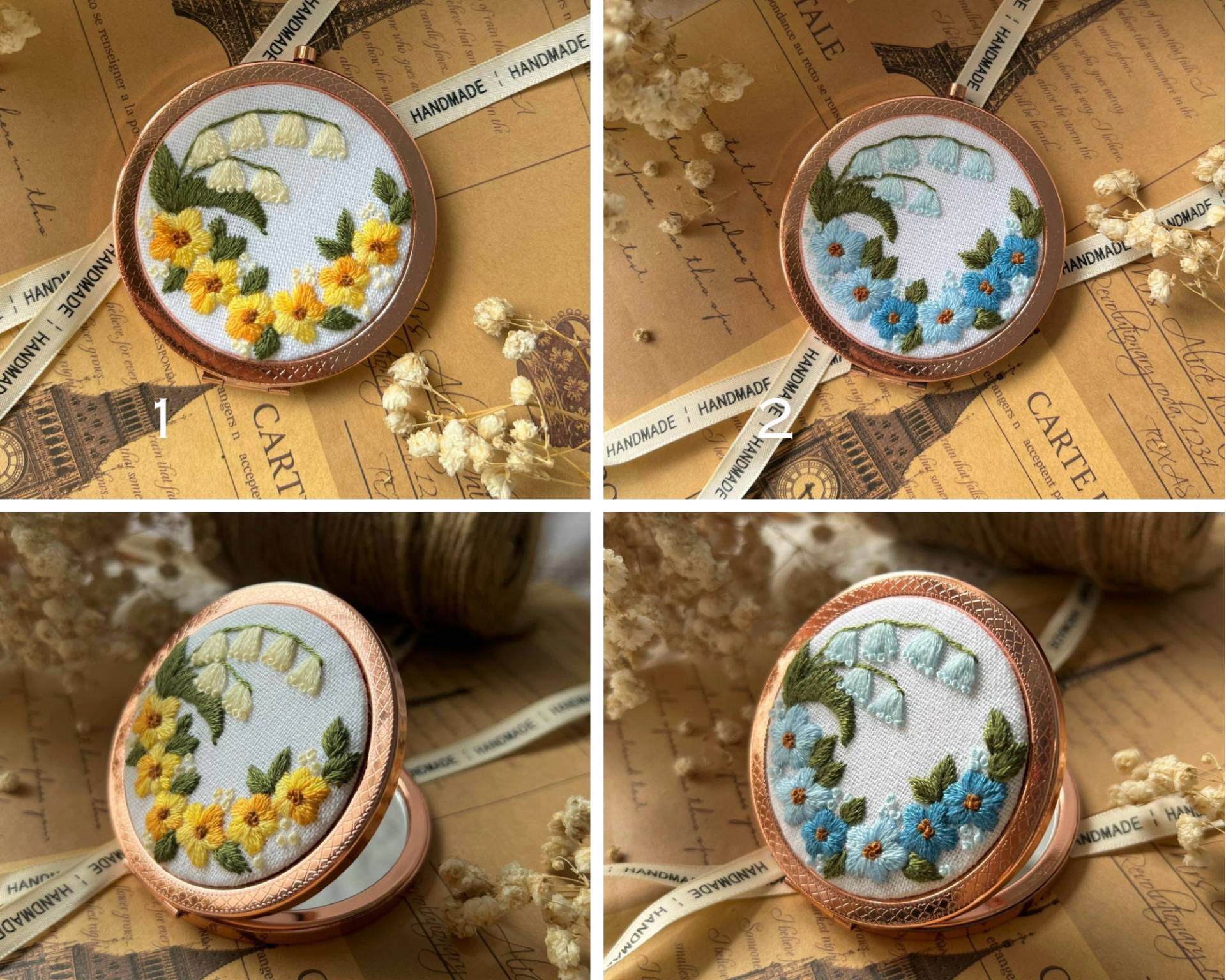 Taschenspiegel | Hochzeit Brautjungfern Geschenk, Hand Bestickter Taschenspiegel. Reizender Vintage Geschenk Für Sie, Mädchen Frauen, Schminkspiegel von Etsy - MapleDreamStore