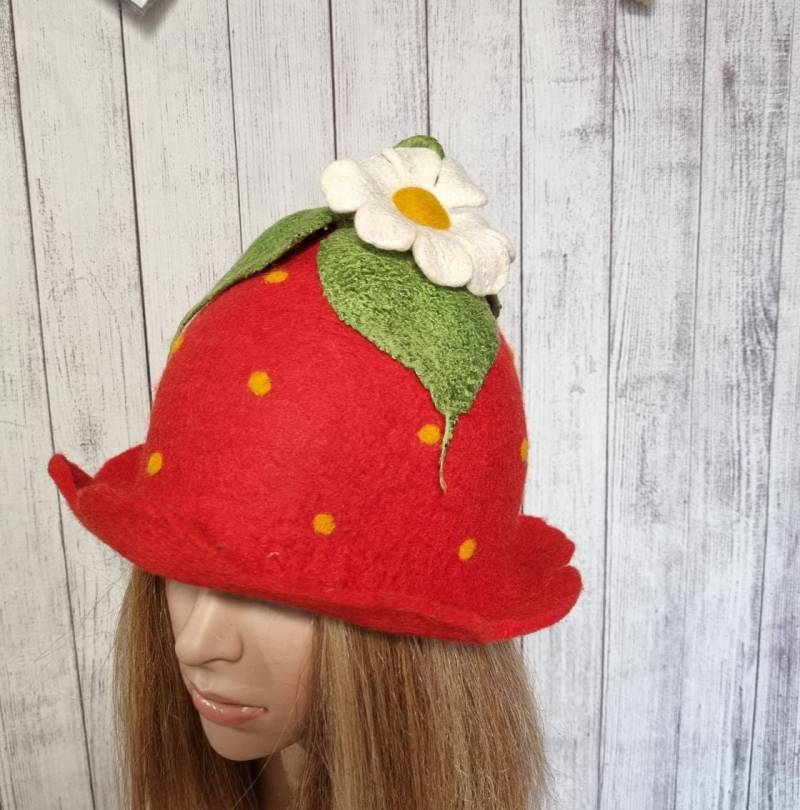 Wollmütze Für Damen, Filzhut, Erdbeerfilzhut, Lustiger Hut, Geschenk Ihn, Pixie-Hut, Feenhut, Saunahut Wollmütze Für Damen, Filzhut, Erdbeerfilzhut, Lustiger Hut, Geschenk Ihn, Pixie-Hut, Feenhut, Saunahut von Etsy - MariEcoLV