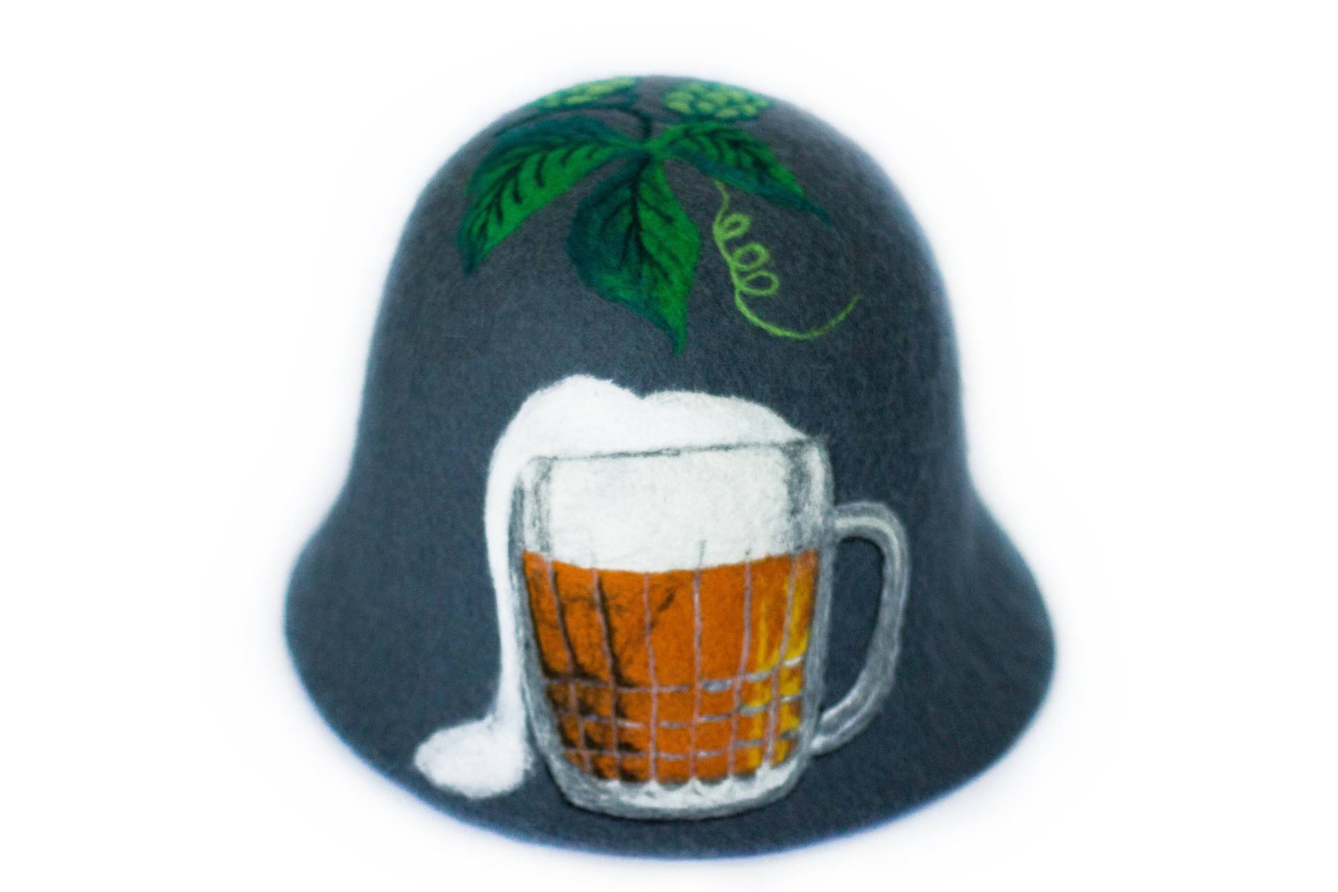 Becher Bier Liebhaber Wolle Gefilzt Hut Internationalen Tag Geschenk Für Echten Mann Ihn Bad Sauna Mütze Filzhut Hop Cap Grau Filz Natürliche Eco von Etsy - MarinaSheepShop