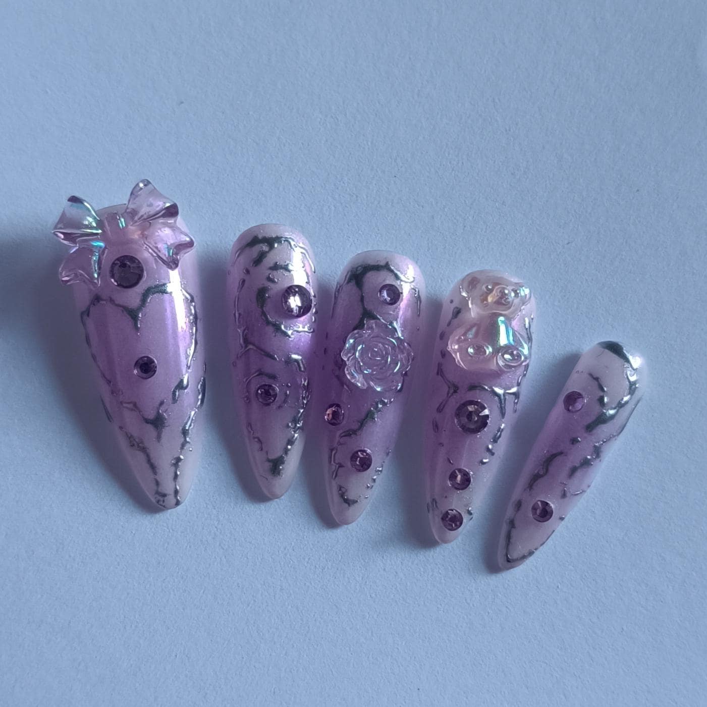 Nägel Press On Flieder Mit Chrom Nägel Press On Flieder Mit Chrom von Etsy - MaryluneArt