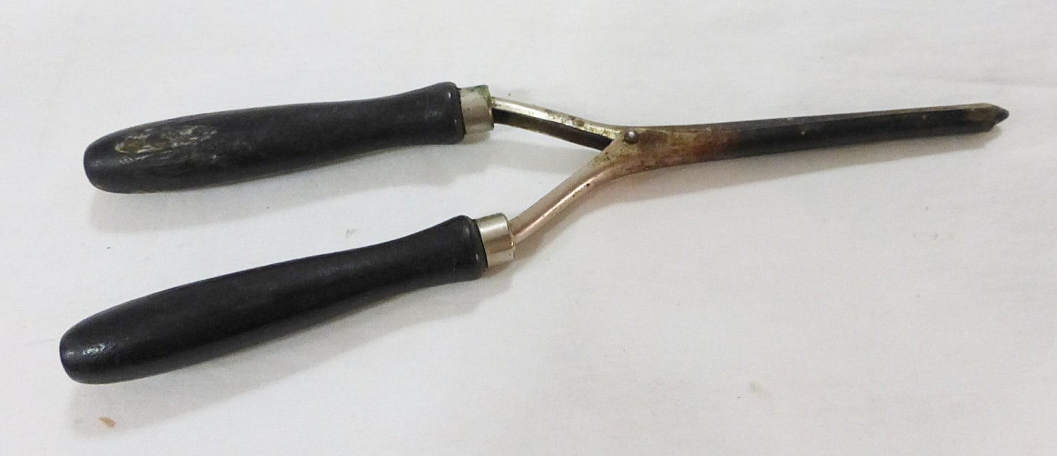 Vintage Rustikales Primitive Haar Lockenstab Und Schwarzen Holzgriff von Etsy - MashliDesign