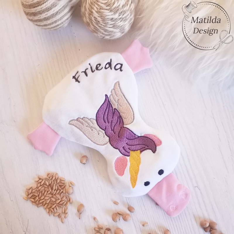 Baby Wärmekissen - Einhorn Entchen Mit Namen Waschbar Bio-Dinkel Kirschkerne von Etsy - MatildaDesignShop