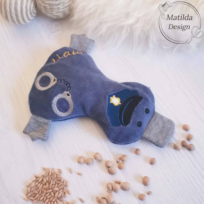 Baby Wärmekissen - Polizei Entchen Mit Namen Waschbar Bio-Dinkel Kirschkerne von Etsy - MatildaDesignShop