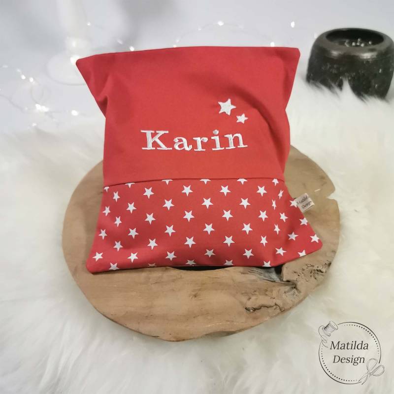 Wärmekissen - Rot Sterne Personalisierbar Mit Wunschtext Bezug Waschbar Bio-Dinkel Kirschkerne 20cm X von Etsy - MatildaDesignShop