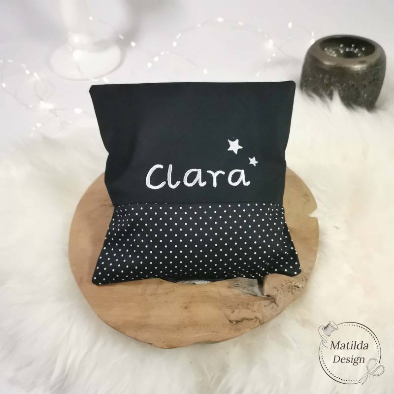 Wärmekissen - Schwarz Punkte Personalisierbar Mit Wunschtext Bezug Waschbar Bio-Dinkel Kirschkerne 20cm X von Etsy - MatildaDesignShop