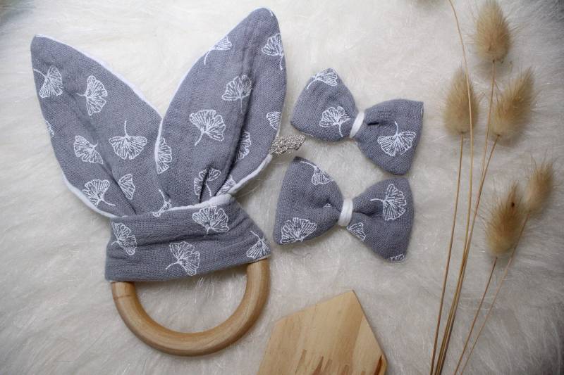 Zähnering, Kaninchen Rassel Viel Und Bars, Doppel Gaze Ohrringe, Zähne Spielzeug, Baumwolle Gaze, Holz von Etsy - MayflowerCollection