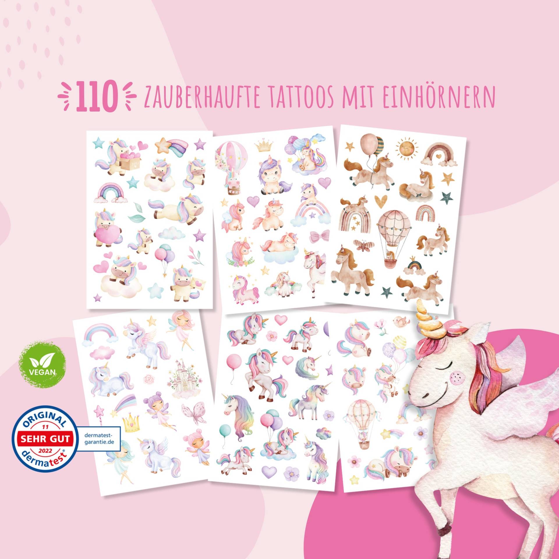 110 Hautfreundliche Hauttattoos Für Kinder, Einhorn, Prinzessin & Feen, Geschenk Mädchen, Mitgebsel Kindergeburtstag | Einhorn von Etsy - MeinBaby123Shop