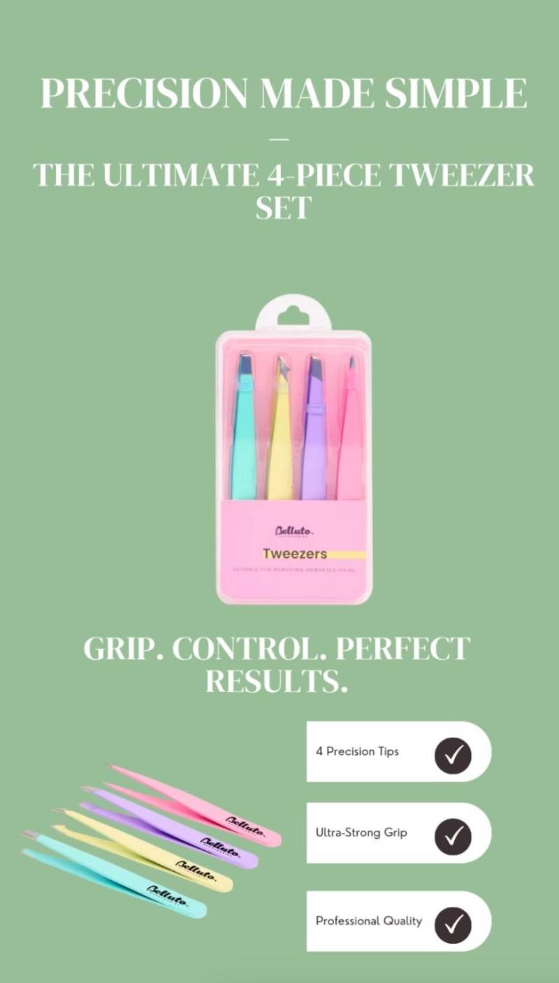 4-Teiliges Pinzetten-Set - Präzisions-Pinzetten Für Augenbrauen, Haarentfernung & Splitter | Schräge, Gerade, Spitze , Abgewinkelte von Etsy - Meliphoria