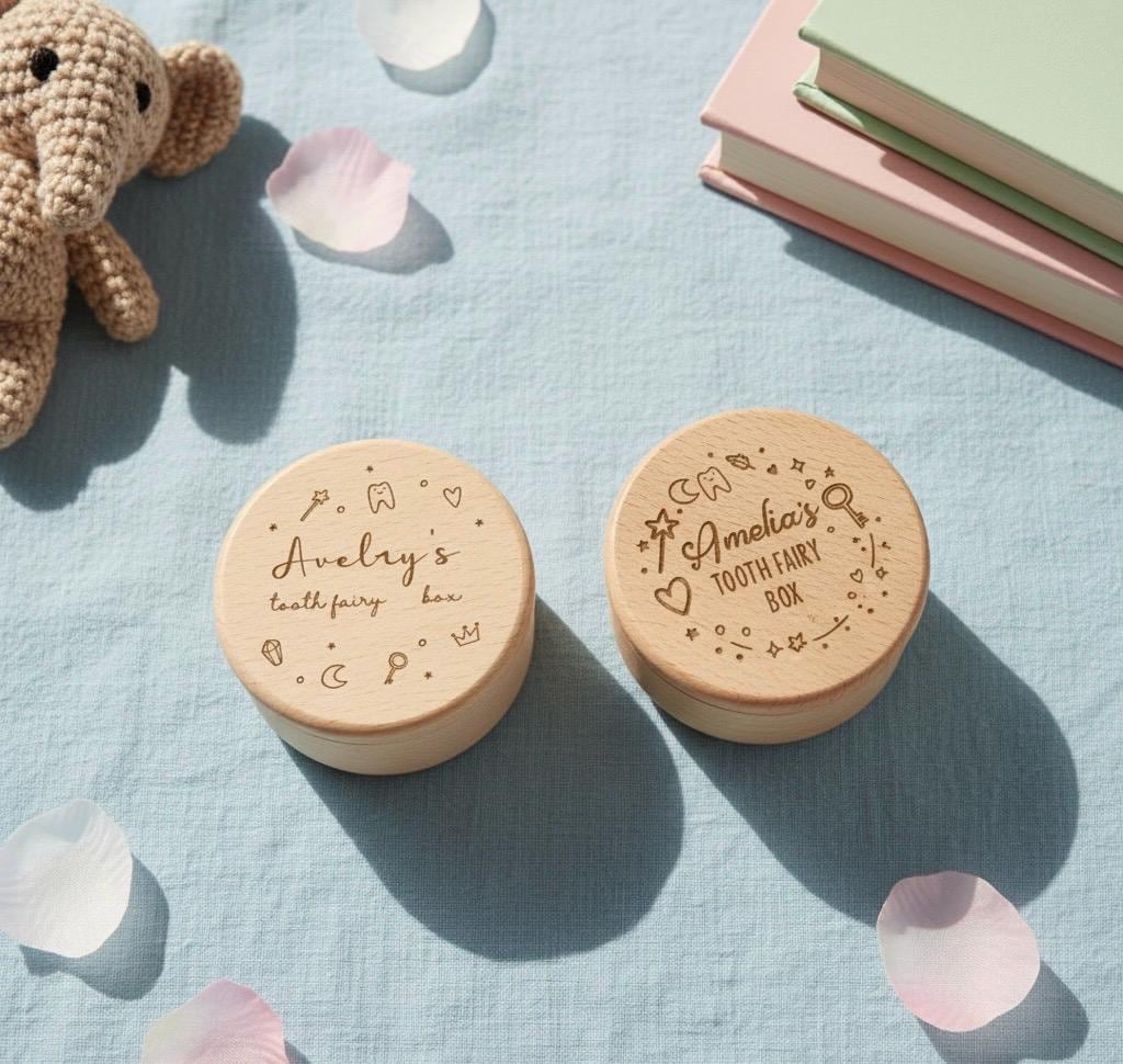 Personalisierte Holz-Zahndose - Individuell Graviert Mit Namen, Perfektes Geschenk & Erinnerungsstück von Etsy - MerchLoveDE