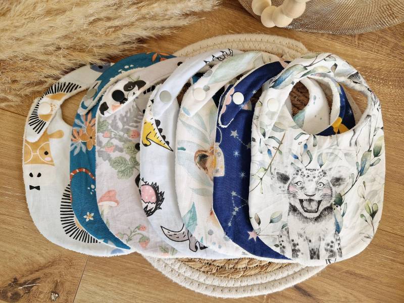Rundhals-Lätzchen Aus Bedrucktem Stoff Und Bambusschwamm Für Babys - Stoff-Lätzchen Doppelgaze-Lätzchen Anpassbares Lätzchen von Etsy - MesPtitsLoupsFR