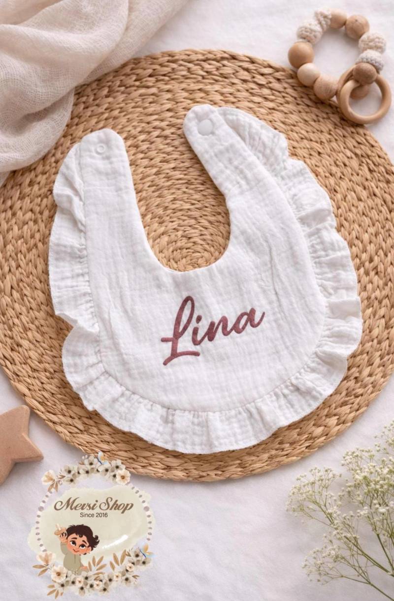 Baby Halstuch , Spucktuch Baby Kleinkind Lätzchen Personalisiert Handmade Aus Musselin Geschenk Babyshower Taufe von Etsy - MevSi