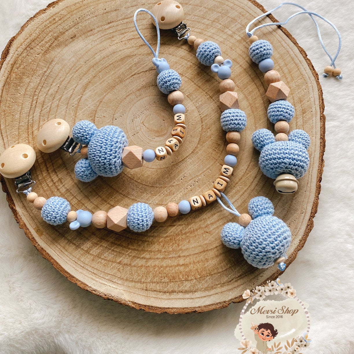 Schnullerkette Kinderwagenkette Maxicosikette Minnie Maus Blau Natur Schnullerkette Kinderwagenkette Maxicosikette Minnie Maus Blau Natur von Etsy - MevSi