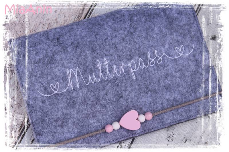 Mutterpasshüllemutterpassherzgraurosabestickt von Etsy - MiaAnin