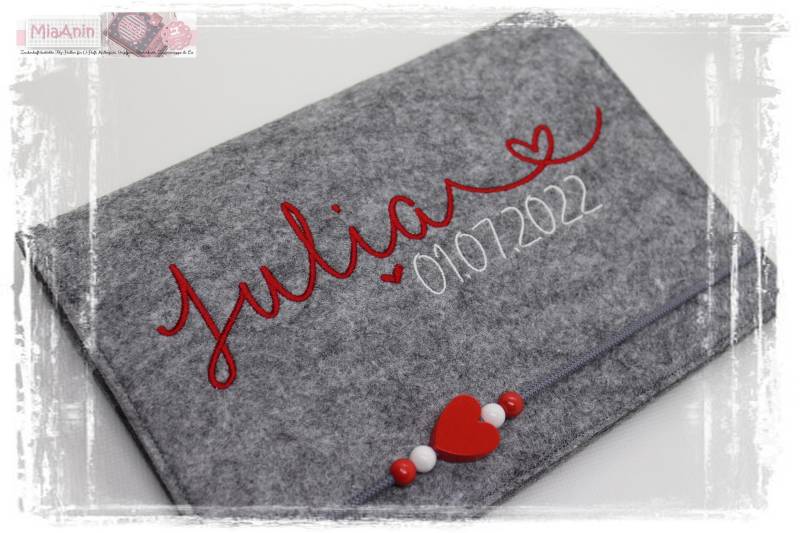 U-Heft Hülle Filz Herz Junge Mädchen Personalisiert Herz Grau Rot Bestickt Impfpassfach U-Heft Hülle Filz Herz Junge Mädchen Personalisiert Herz Grau Rot Bestickt Impfpassfach von Etsy - MiaAnin
