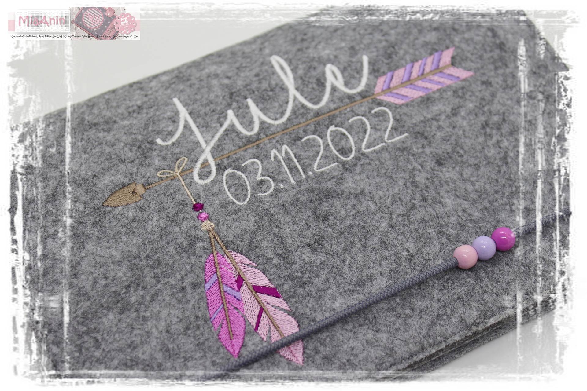 U-Heft Hülle Filz Junge Mädchen Pfeil Feder Rosa Baby Geschenk Geburt von Etsy - MiaAnin