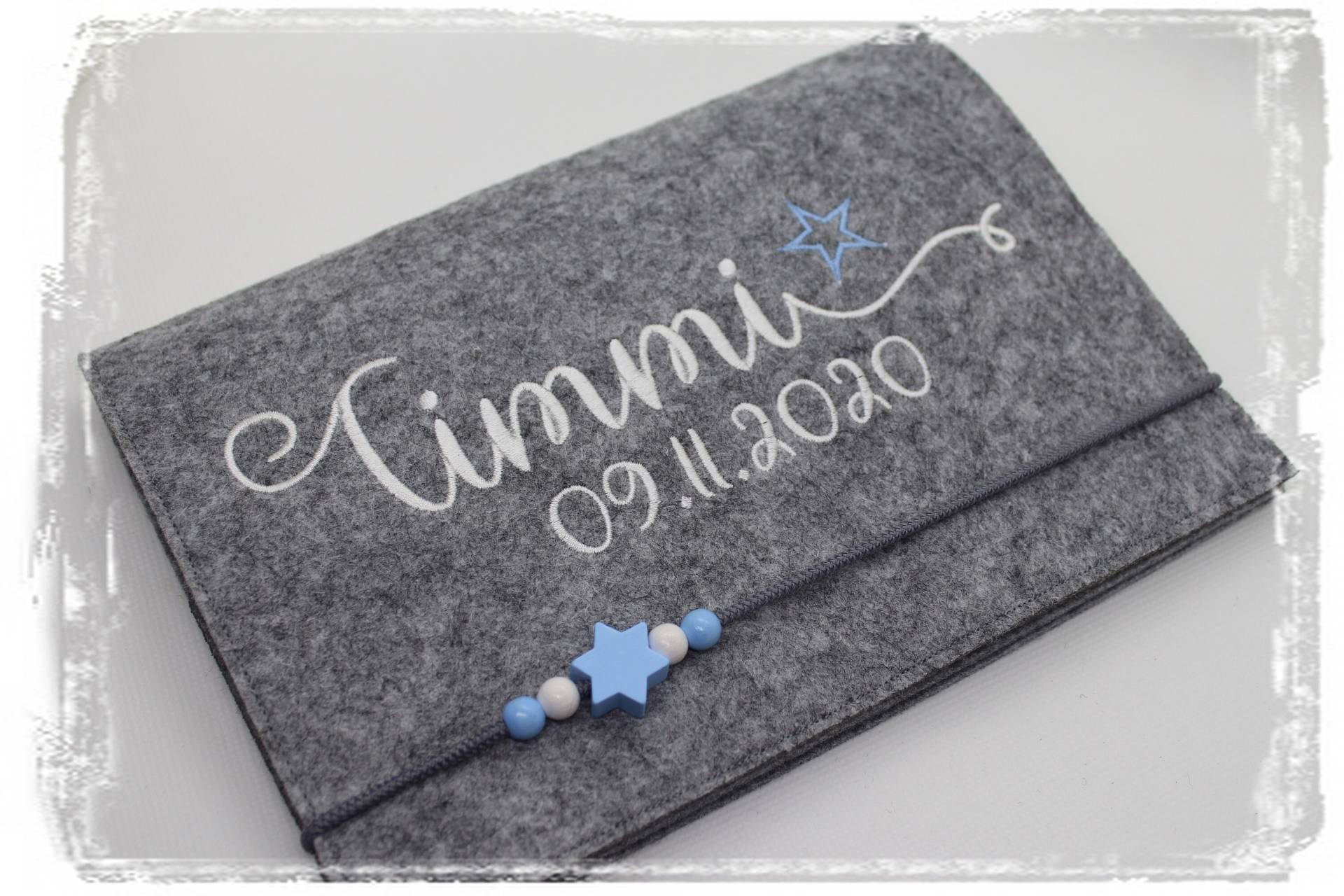 U-Heft Hülle Filz Stern Junge Mädchen Personalisiert Stern Blau Bestickt Impfpass von Etsy - MiaAnin