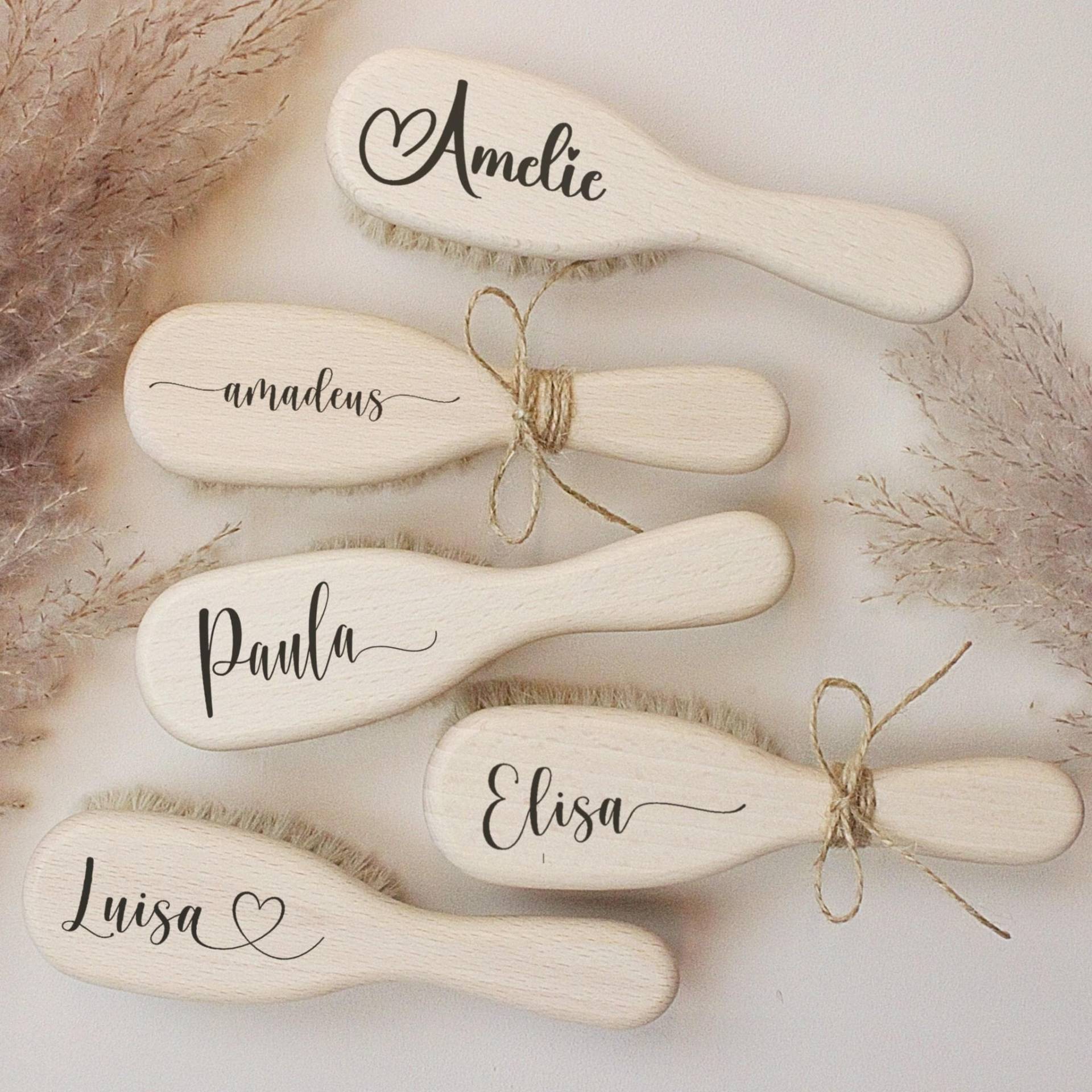 Baby Haarbürste, Personalisiert, Babybürste Weich, Holzbürste Mit Namen, Geschenk Zur Geburt von Etsy - MiaMaralina