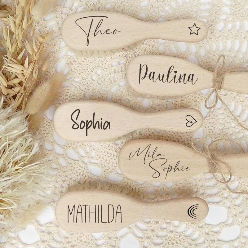 Personalisierte Babyhaarbürste, Babybürste, Bürste Für Babys, Ziegenhaarbürste, Holzbürste, Geschenk Zur Geburt, Fsc-Zertifiziertes Holz von Etsy - MiaMaralina