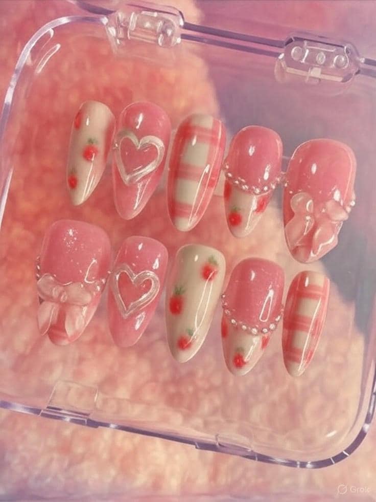 Mermaid Shell Press On Nails, 3D Pearl & Starfish Ocean Nail Art, Iridescent Blue White Swirl Handmade Summer Beach Set Gift Her von Etsy - MichaelLorenzSchatze
