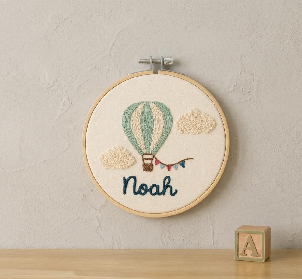 Personalized Noah Name Embroidery Hoop - Custom Baby Boy Nursery Wall Art Hand-stitched Hot Air Balloon Decor New Shower Gift Personalized Noah Name Embroidery Hoop - Custom Baby Boy Nursery Wall Art Hand-stitched Hot Air Balloon Decor New Shower Gift von Etsy - MidadbyNara