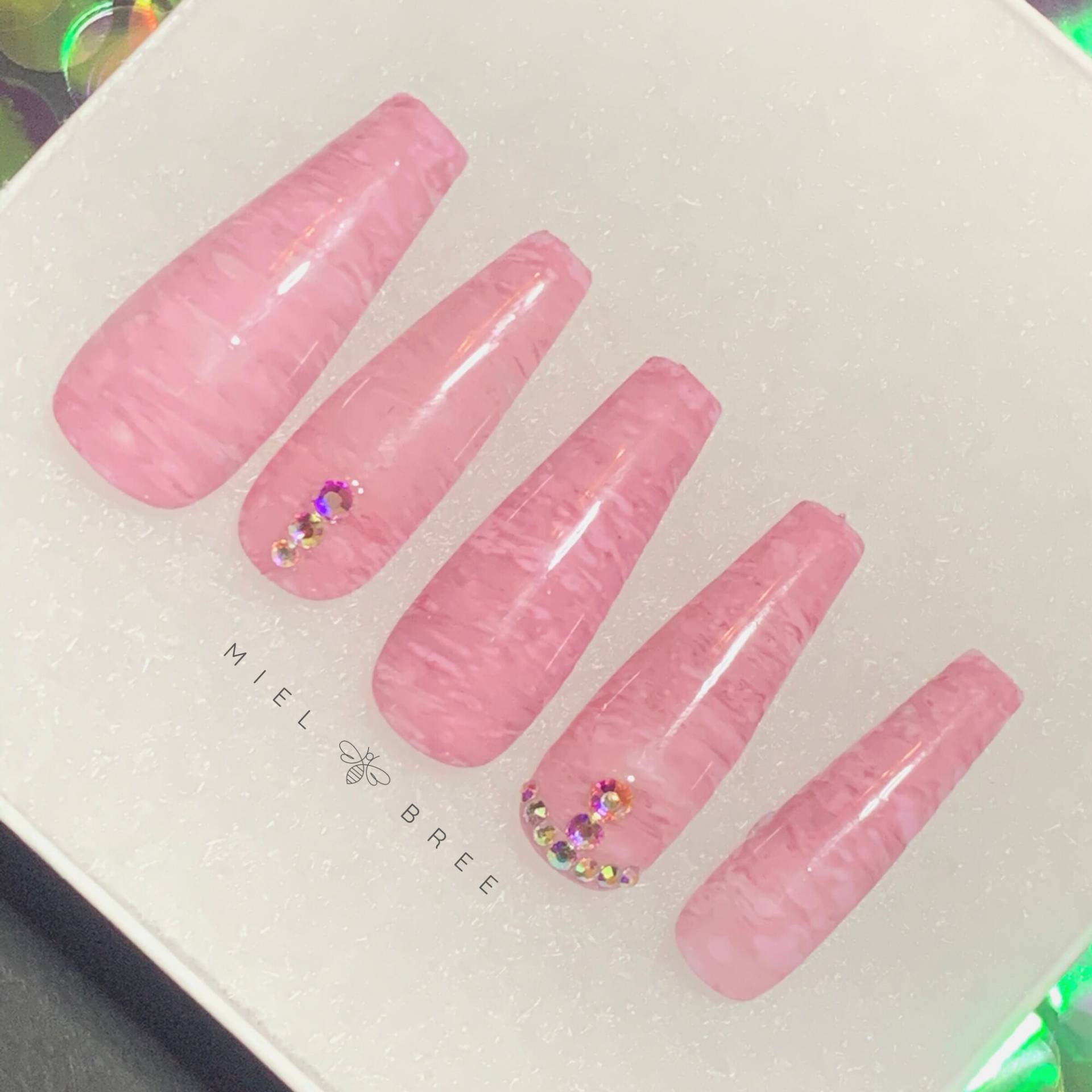Multi Pink Bling Press On Nagel Set | Sarg Multi Pink Bling Press On Nagel Set | Sarg von Etsy - MielBree