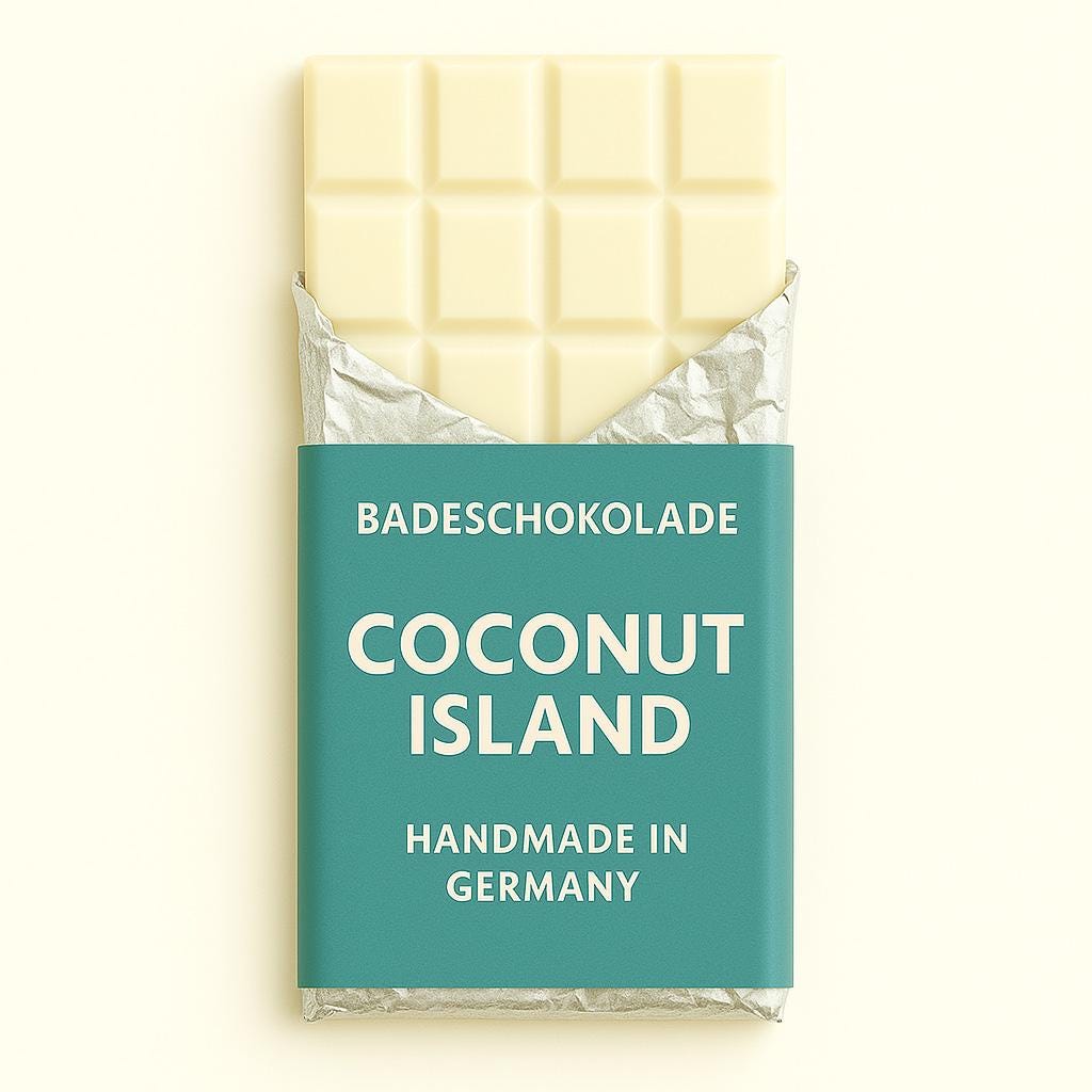 Mimi Schokospa - Badeschokolade Coconut Island Zum Dahinschmelzen, Festes Badeöl, Vegan, Nachhaltige Körperpflege Geschenkideen Selfcare Mimi Schokospa - Badeschokolade Coconut Island Zum Dahinschmelzen, Festes Badeöl, Vegan, Nachhaltige Körperpflege Geschenkideen Selfcare von Etsy - MimiSchneeDE