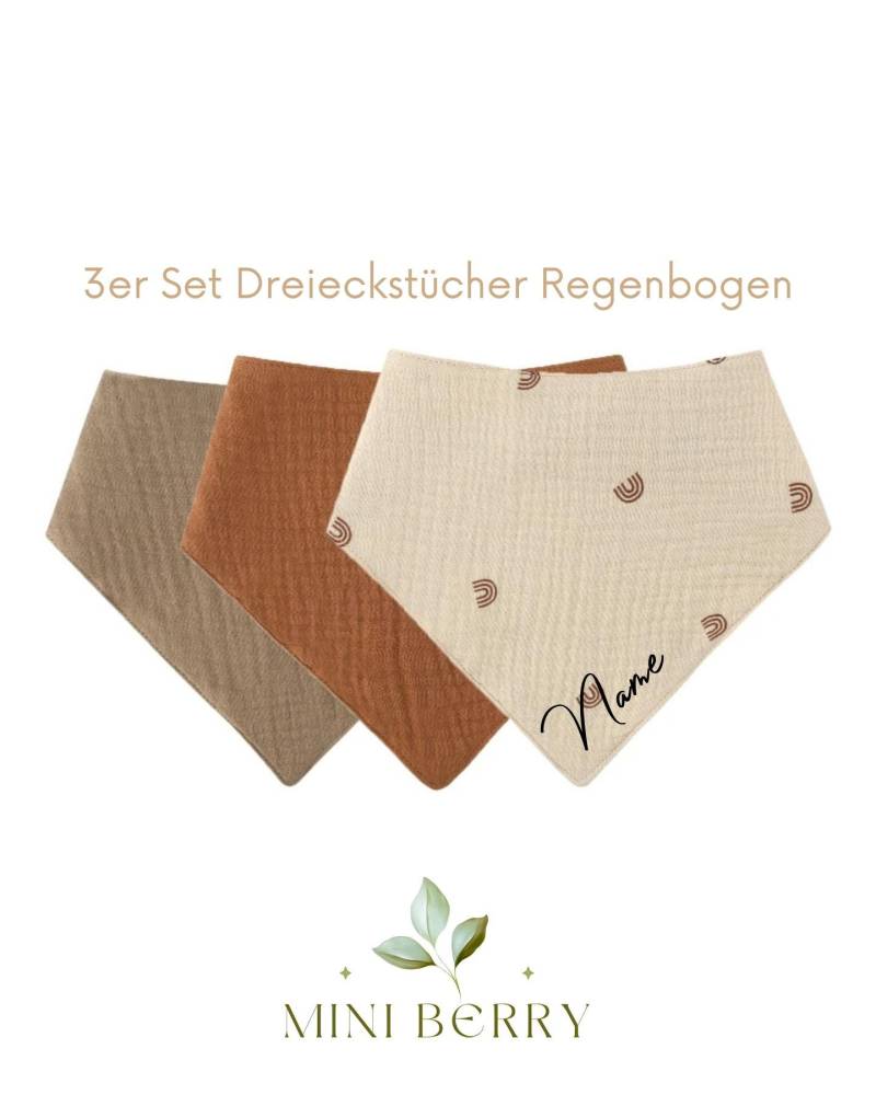 Dreieckstuch 3Er Set Baby Und Kleinkind Halstuch Spucktuch Musselintuch Mulltuch Lätzchen Baumwolle Musselin Geschenk Geburt Taufe von Etsy - MiniBerryDe
