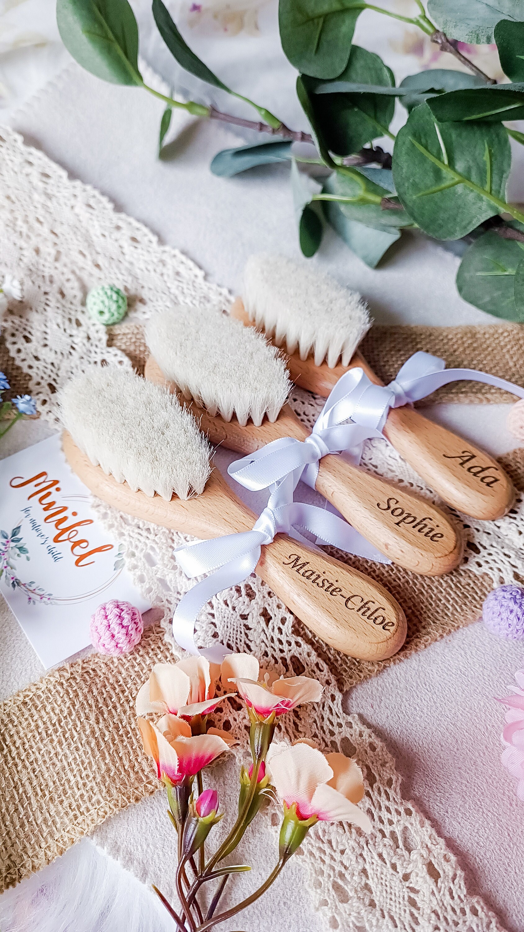 Süßer Personalisierter Gravur Holz Super Weiche Baby Haarbürste Natur von Etsy - MinibelStore