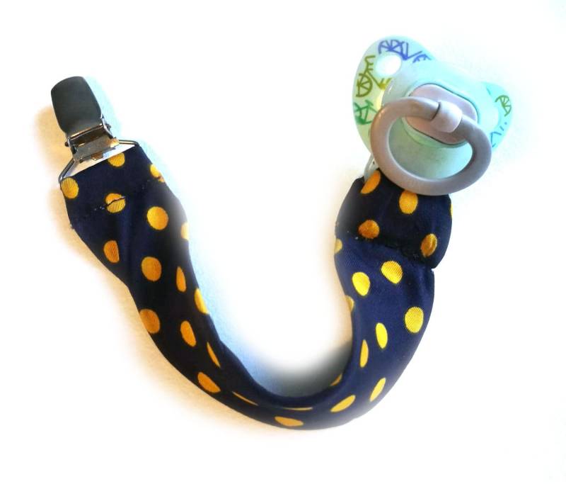 Schnullerkette Krawatte Miniblings Handarbeit Schnuller Schnullerband Gelbe Pkte von Etsy - Miniblings