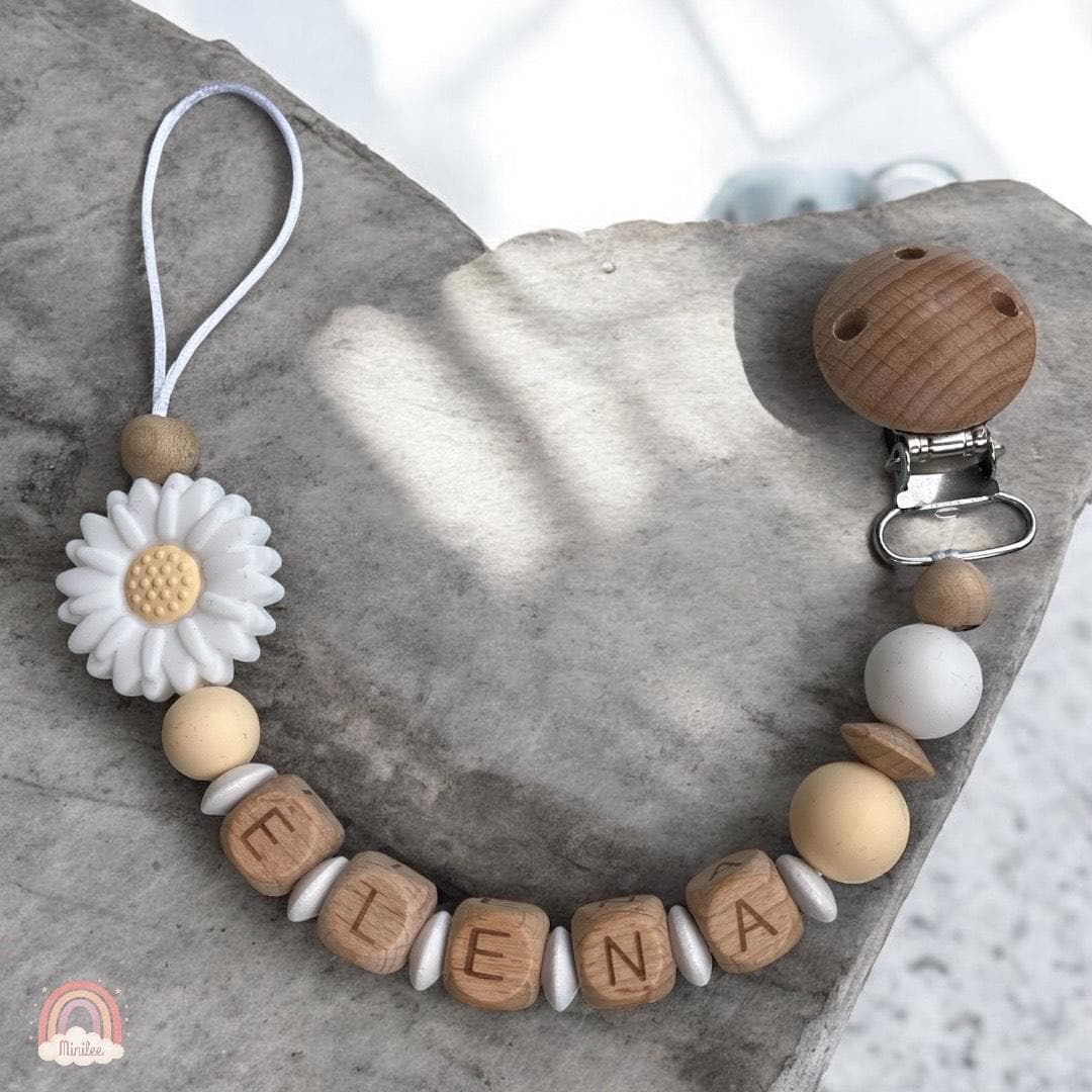 Schnullerkette Mit Namen, Verschiedene Farben, Holz Und Silikonperlen von Etsy - Minileebaby