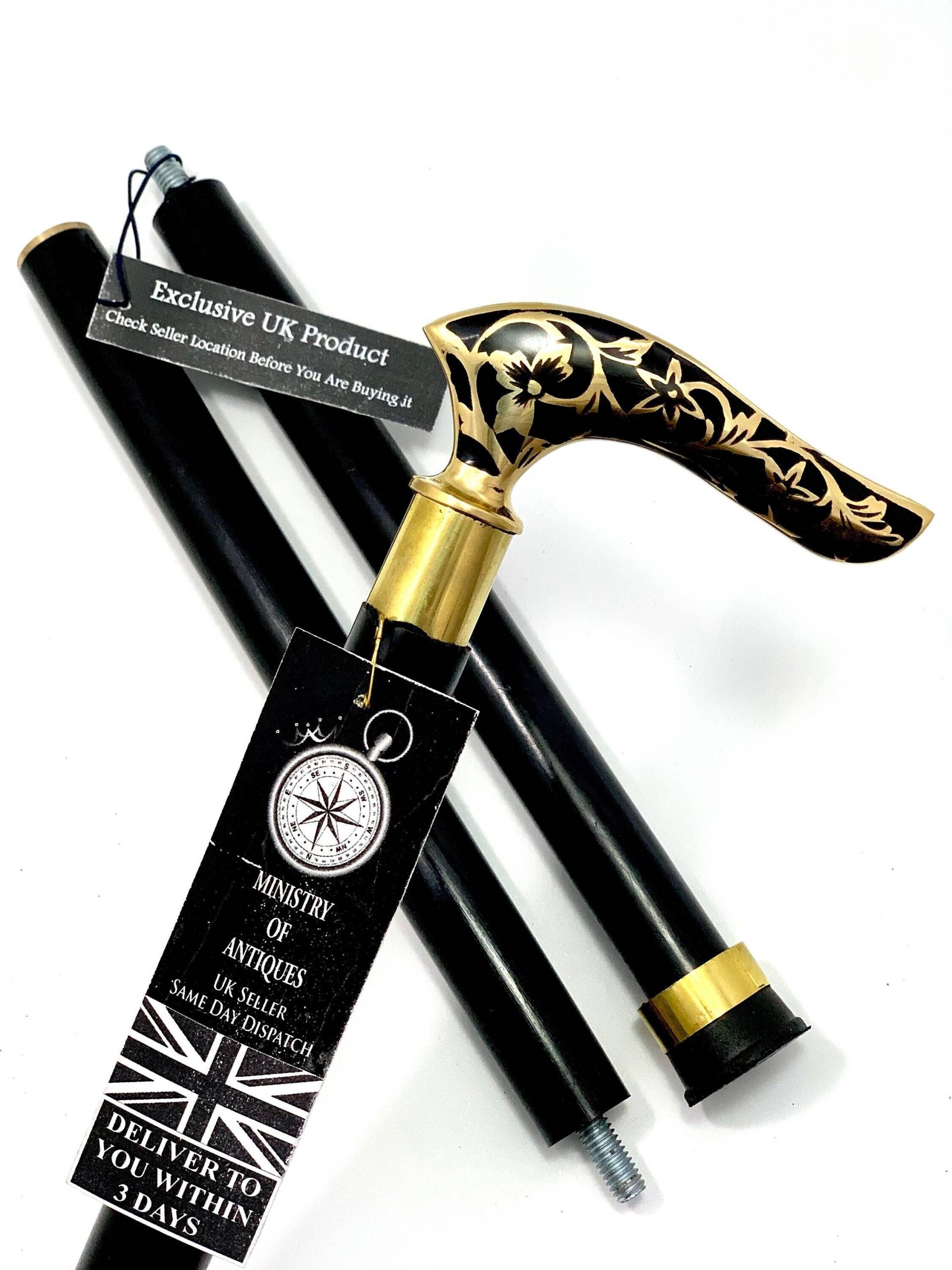 Eleganter Geschwungener Griff Antikes Design Messing Stilvoller Hartholz Faltbarer Gehstock Gebogener Blumengriff Designer Holzstock in Allen Größen Eleganter Geschwungener Griff Antikes Design Messing Stilvoller Hartholz Faltbarer Gehstock Gebogener Blumengriff Designer Holzstock in Allen Größen von Etsy - MinistryOfAntiques