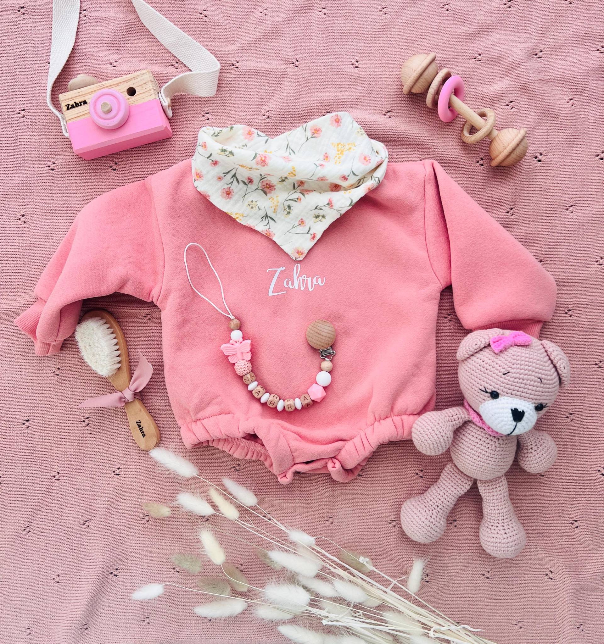 Personalisierte Schnullerkette Mit Namen - Baby Geschenk Handgemacht Holz & Häkelperlen Boho Taufgeschenk Neutral von Etsy - Miriswork
