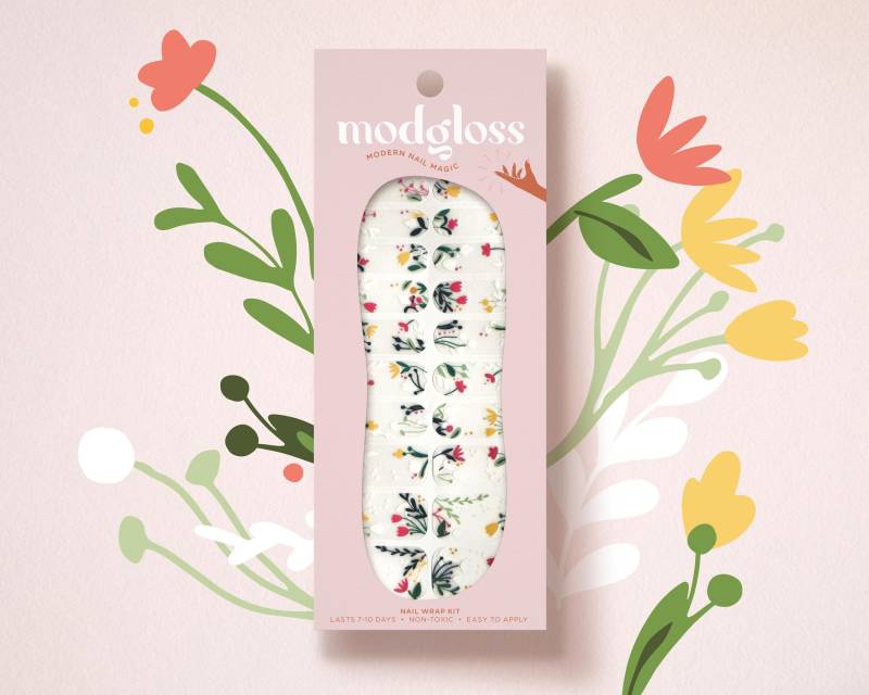 Secret Garden Blumen Nageldesign | Designer Frühling Nagel Wraps Garten Streifen von Etsy - ModglossCo