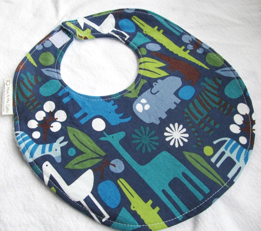 Baby Lätzchen Für Jungen Oder Kleinkind - 2D Zoo in Navy Boutique Mit Frottee Rückseite von Etsy - MomNMiaDesigns
