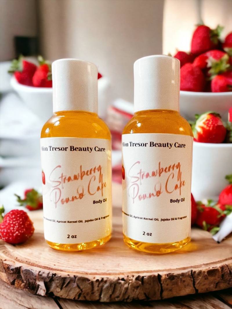 Erdbeer-Pound-Cake-Körperöl, Natürliches Körperöl, Hautpflege, Körperpflege, Duschöl, Feuchtigkeitscreme, Tierversuchsfreie Schönheit von Etsy - MonTresorBeautyCare
