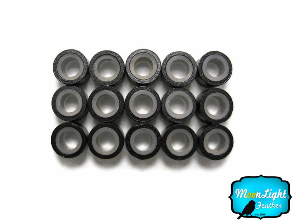 10 Stück - Schwarze Silikon Micro Ring Perlen Für Feder Haarverlängerungen 395 von Etsy - MoonlightFeatherInc