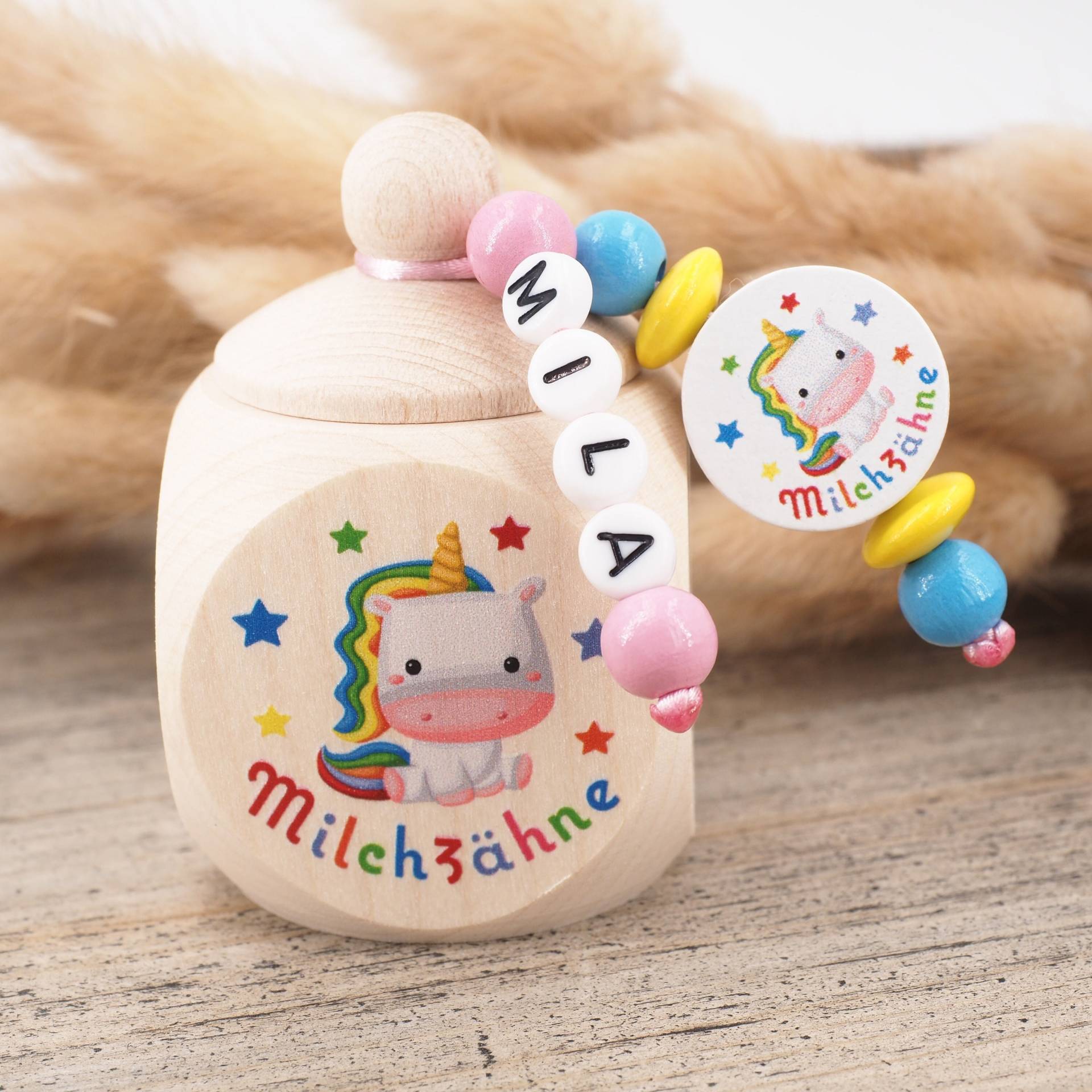 Milchzahndose Mit Namen Einhorn von Etsy - MotzisBunteWelt2014