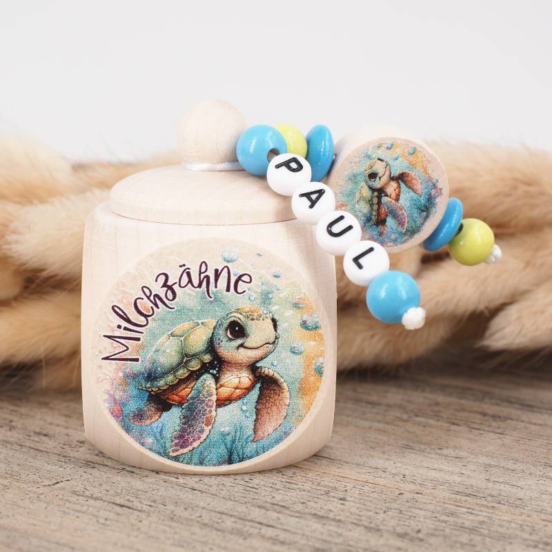 Milchzahndose Mit Namen Schildkröte von Etsy - MotzisBunteWelt2014