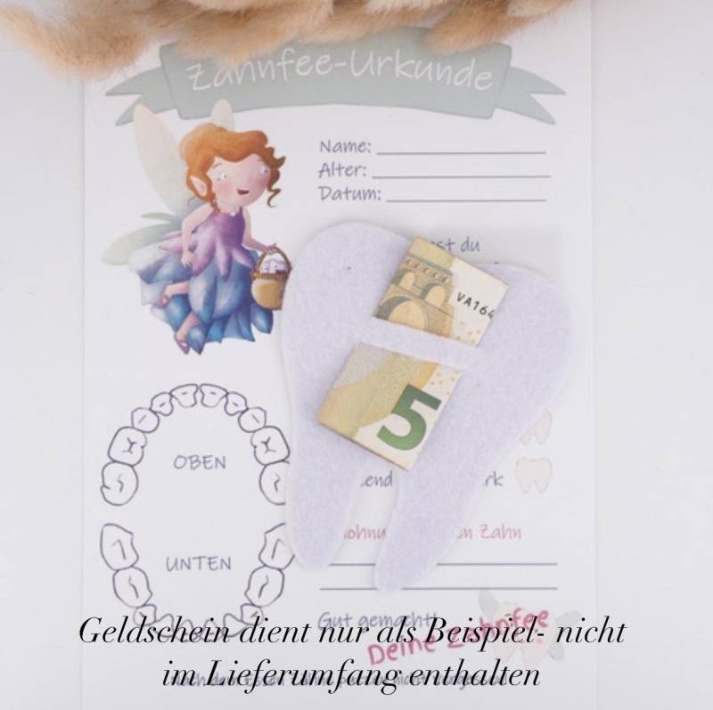 Zahnfee Brief Geldgeschenk Zahn Filz von Etsy - MotzisBunteWelt2014
