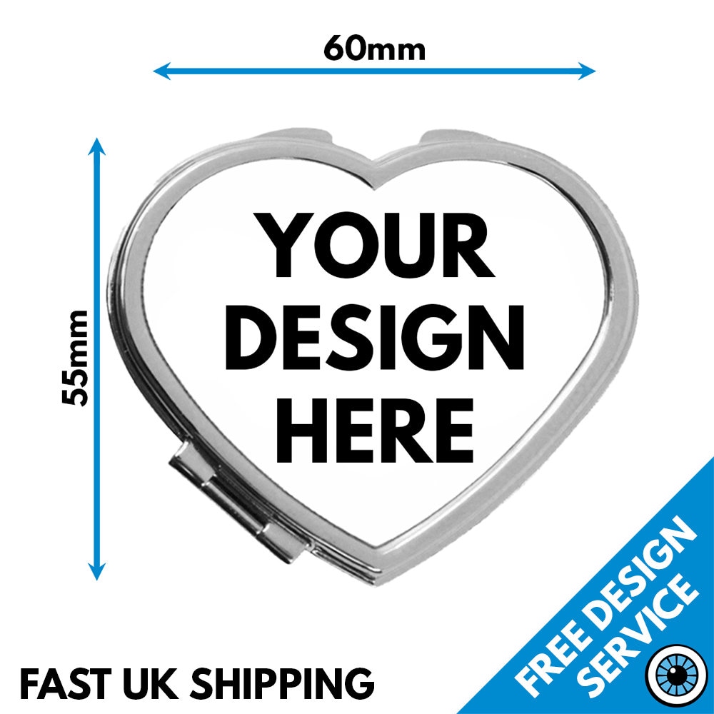 Individuell Bedruckter Herz Spiegel Silver Compact - Hen Party Pocket Hochzeit Eitelkeit Handtasche Design Service Gefälligkeiten Brautjungfern Flip von Etsy - MrTsShirts