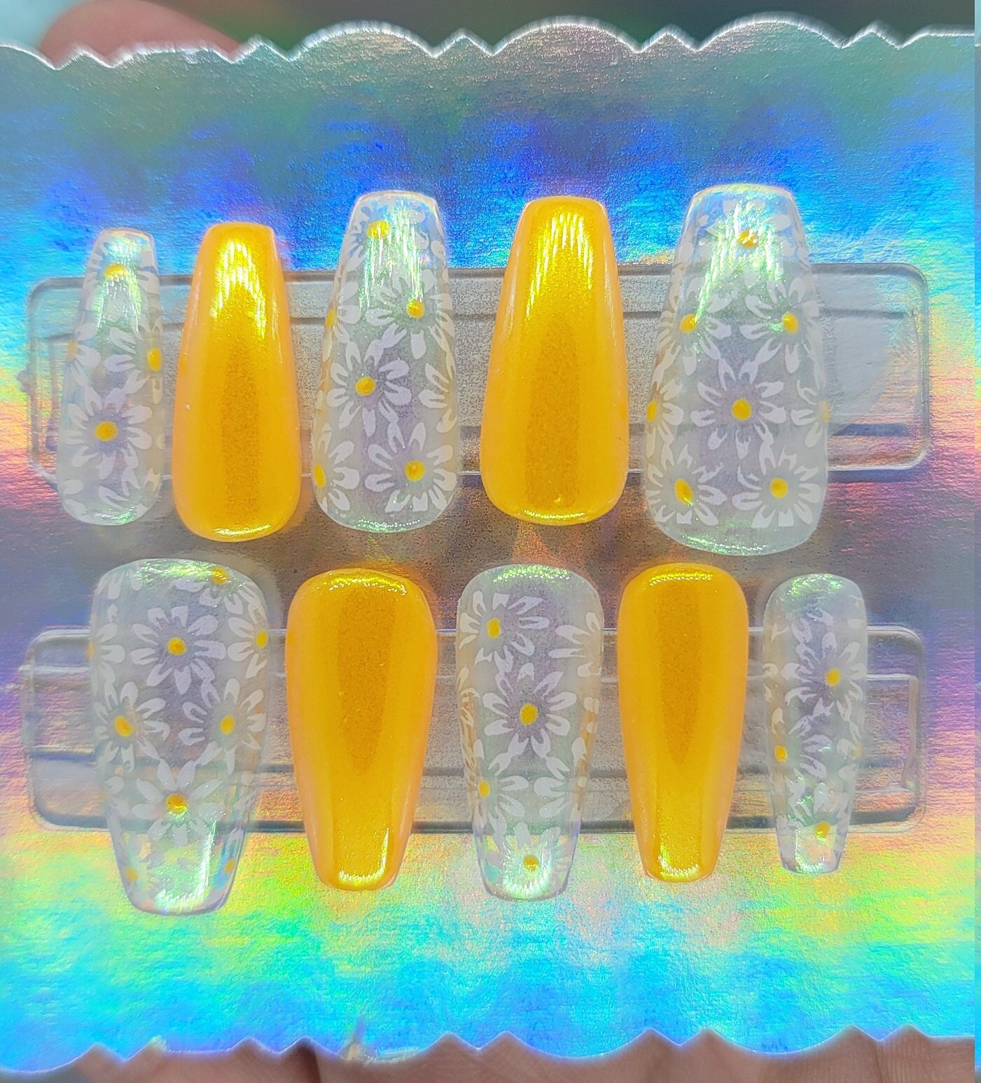 Gelbe Daisy Nägel Gelbe Daisy Nägel von Etsy - MustHaveNailz