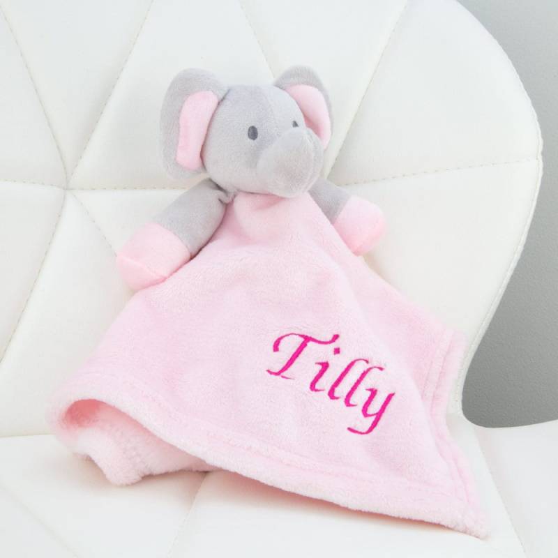 Personalisierter Baby Elefant Tröster Rosa Kinderzimmer Dekor, Gesticktes Geschenk von Etsy - MyBabyStoreLondon