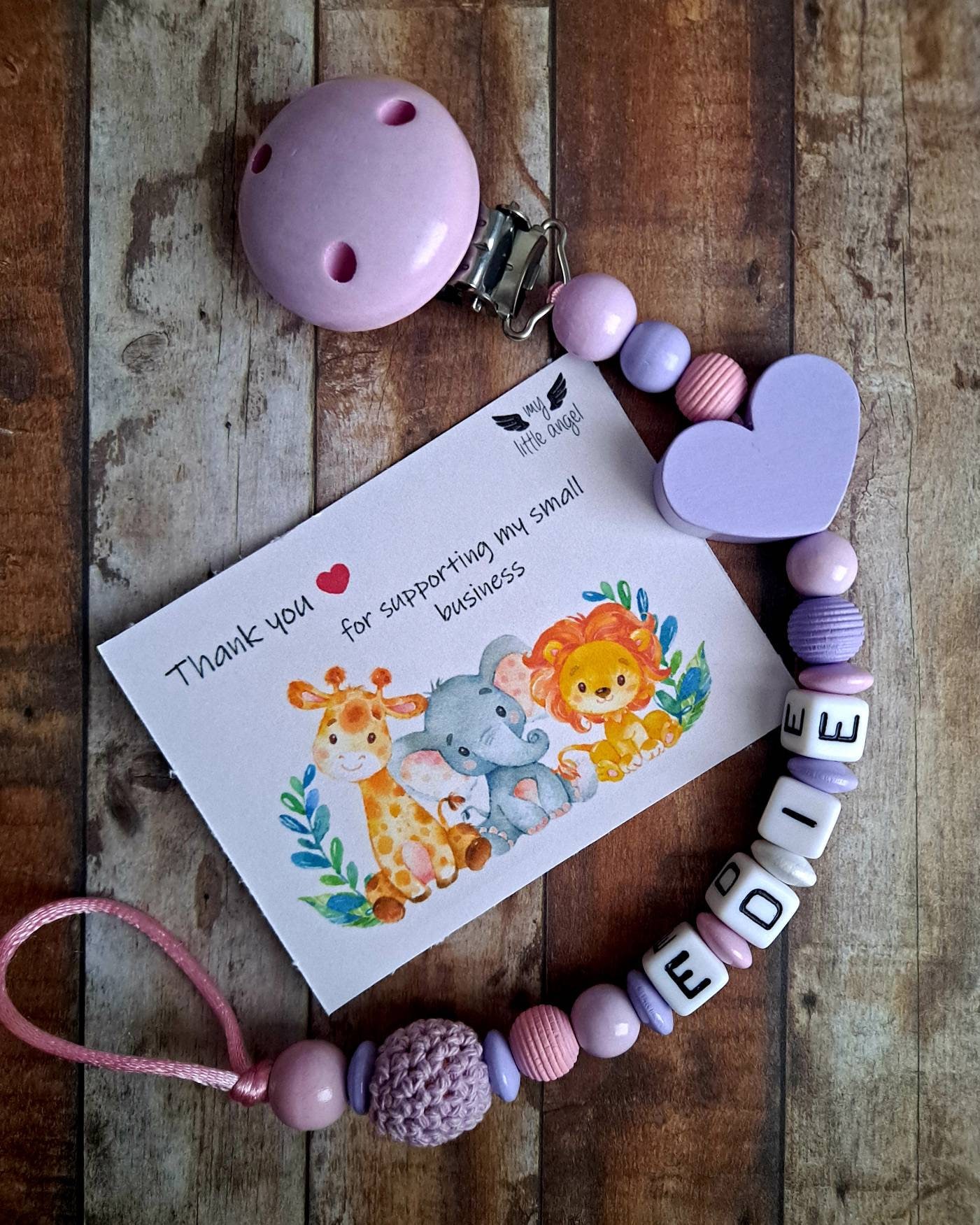 Personalisierter Herz-Schnullerclip Aus Holz | Handgefertigt Baby Junge, Mädchen Baby-Dusche-Geschenk Kostenloser Mam-Adapter Schneller Versand von Etsy - MyLittleAngelGB