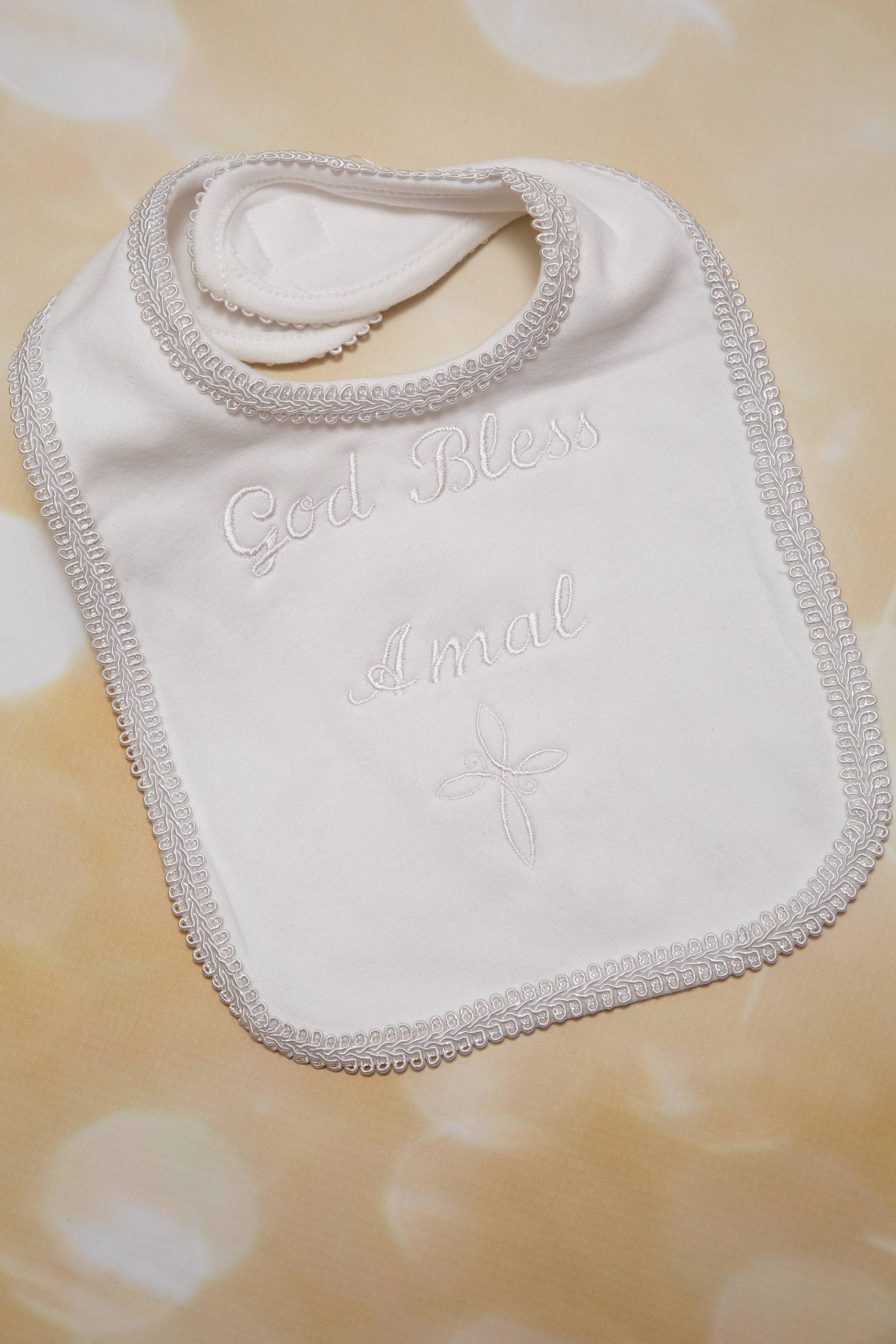 Baby Mädchen Personalisierte Taufe Lätzchen Weiß Personalisierte Mit Trim God Bless von Etsy - MyLolliflopsLLC