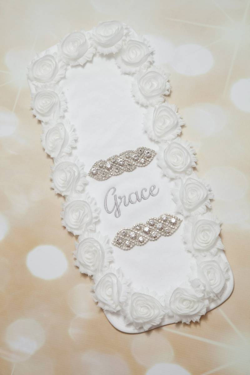 strass Rahmen Bestickt Weiß Spucktuch Baby Mädchen Personalisierte von Etsy - MyLolliflopsLLC