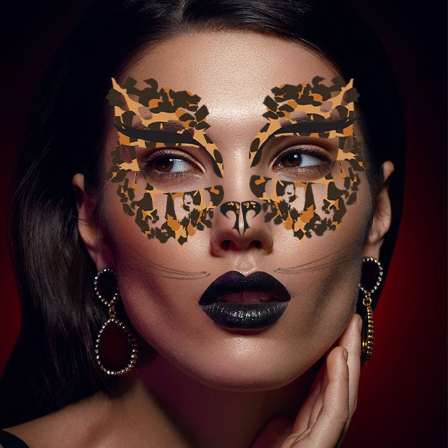Leopard Remix Temporäre Fake Tattoo Gesichtsmaske von Etsy - MyMasqueRage