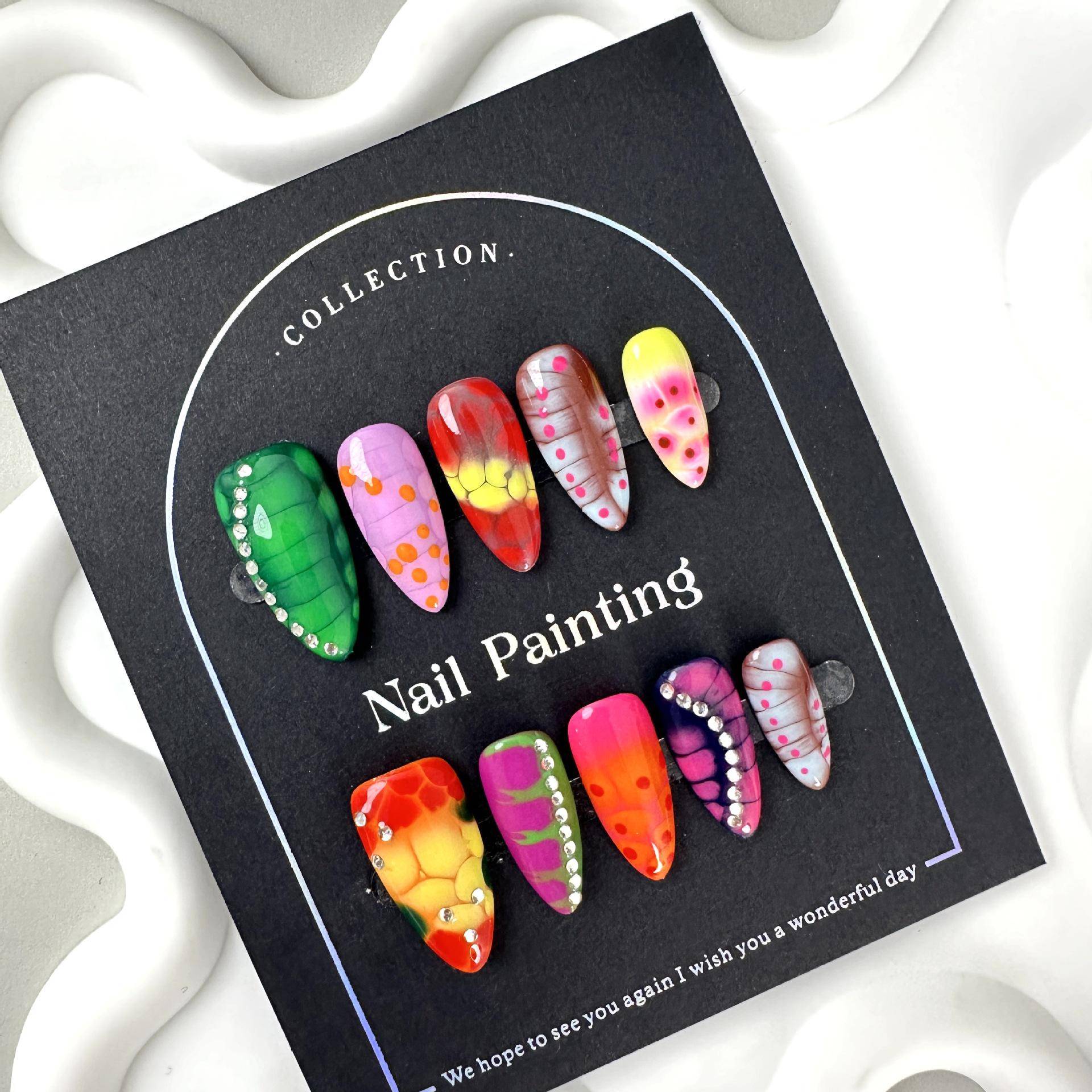 Handmade Colorful Press On Nails | Y2K Abstract Nail Art With Rhinestones Bright Funky Set For Party Or Festival Handmade Colorful Press On Nails | Y2K Abstract Nail Art With Rhinestones Bright Funky Set For Party Or Festival von Etsy - MystCharms