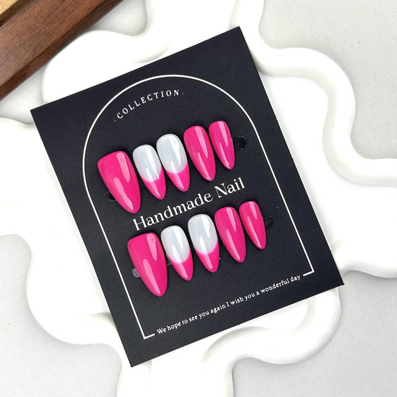 Hot Pink Press On Nails | Handmade Ombre & Solid Nail Set Barbiecore Bright Summer von Etsy - MystCharms