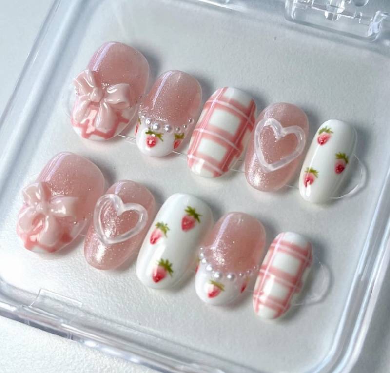 Drücken Sie Auf Die Nägel Bowknot Y2K False Nails von Etsy - MythicalNailart