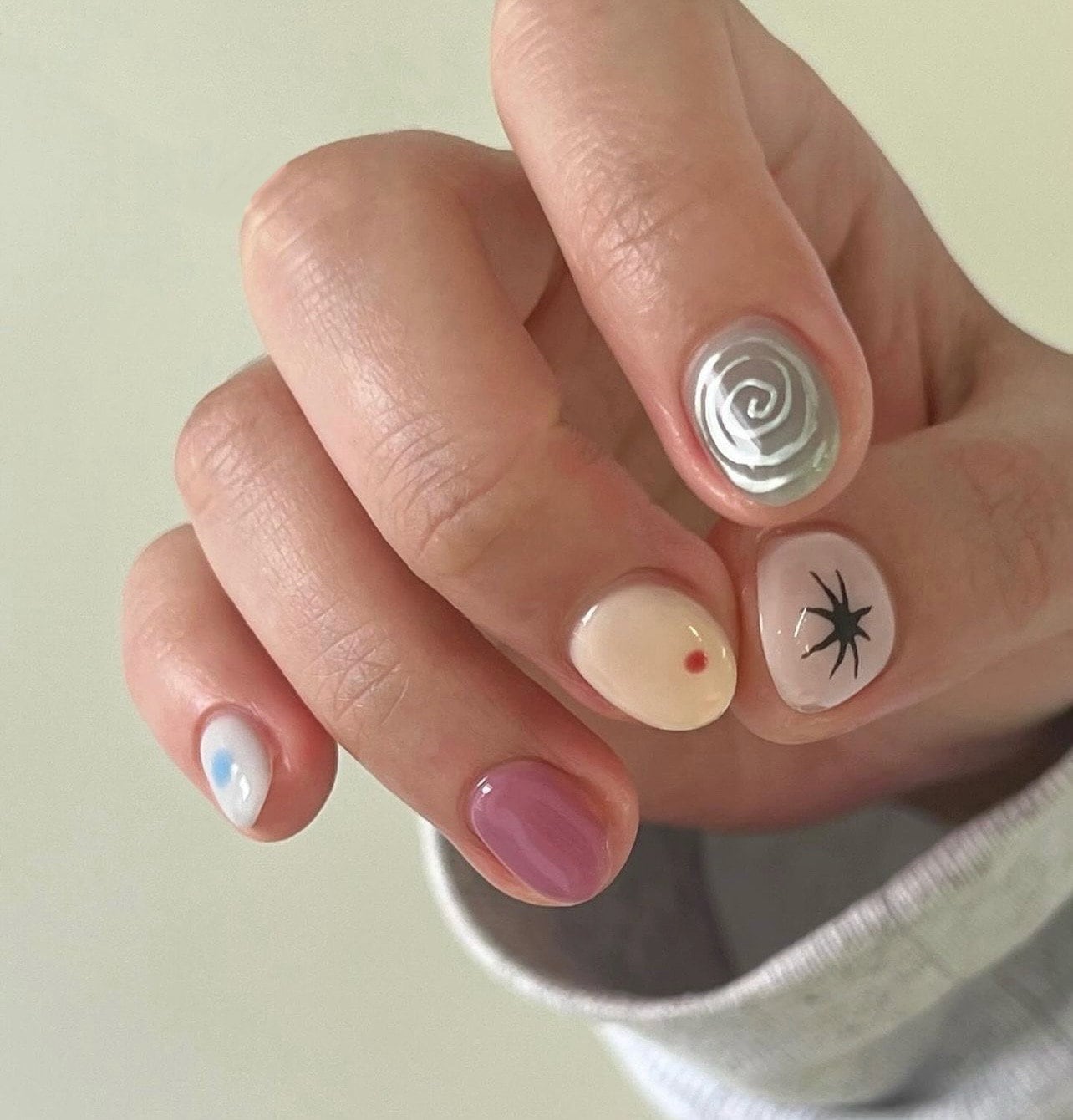 Y2K Handbemalte Press On Nails Bunte Künstliche Acrylgelnägel von Etsy - MythicalNailart
